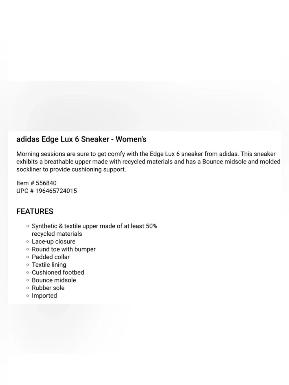 Adidas Edge Lux 6.0 Sneaker - Women's Size 7